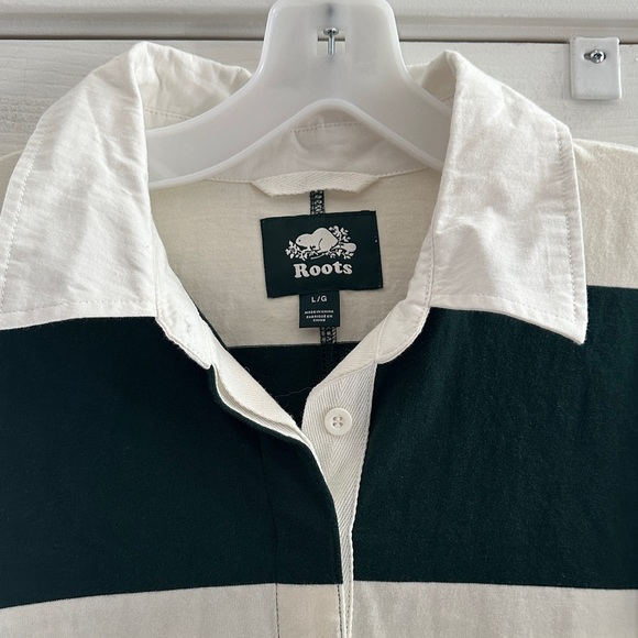 Roots Green and White Striped Rugby Maxi Dress Preppy Polo Women’s Large Organic - Picture 5 of 10